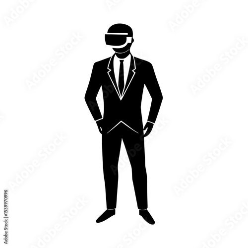 full body silhouette of business man wearing vr he.svg