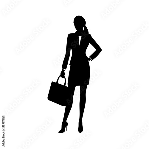 full body silhouette of business woman carrying sh (1).svg