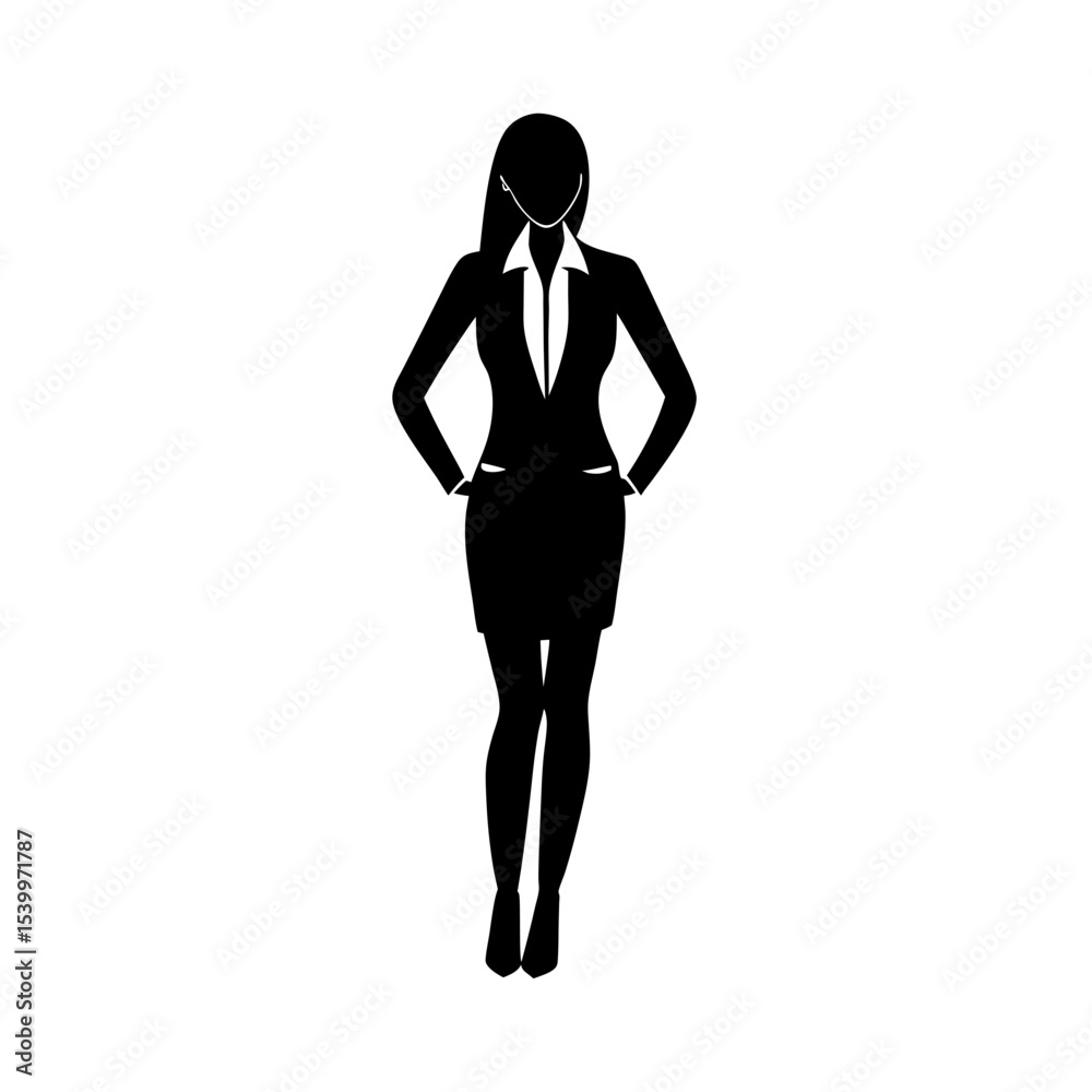 Fototapeta premium full body silhouette of business woman with hands .svg