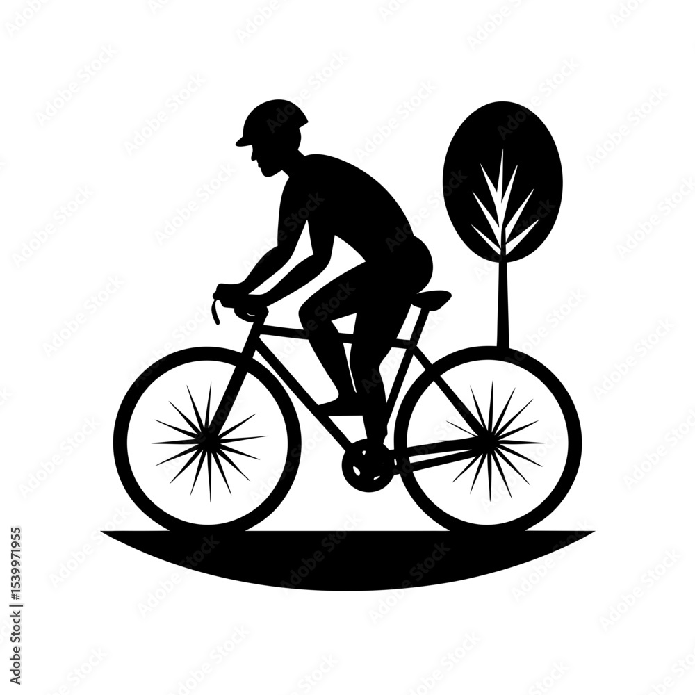 Obraz premium full body silhouette of cyclist riding through sun.svg