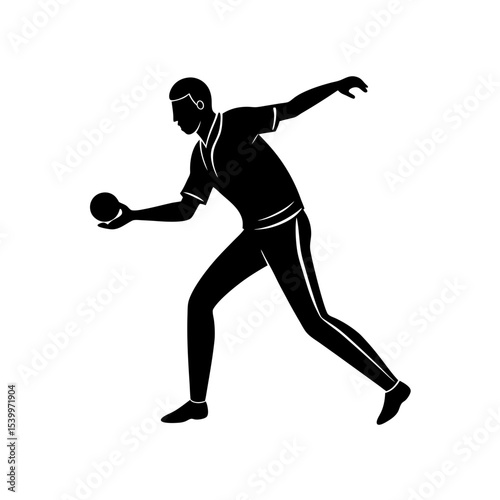 full body silhouette of cricket bowler delivering .svg