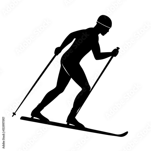 full body silhouette of cross country skier pushin.svg