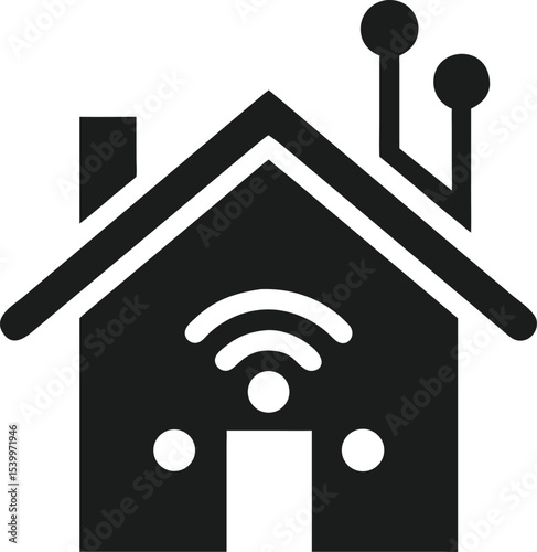 Smart home hub design concept with wireless network signal icon