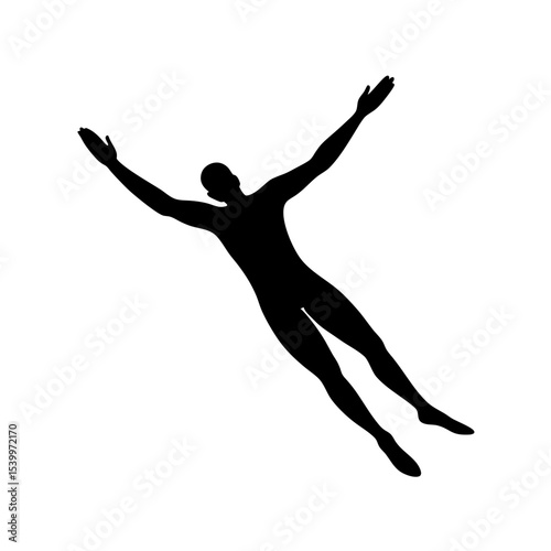 full body silhouette of free diver descending unde.svg