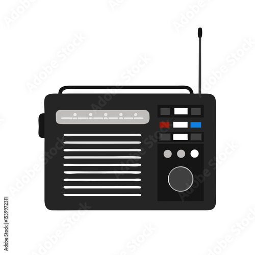 "Retro Radio Icon – Vintage FM AM Receiver, Old Style Transistor Radio Vector, Classic Broadcast Device Clipart, Emergency Portable Radio PNG"