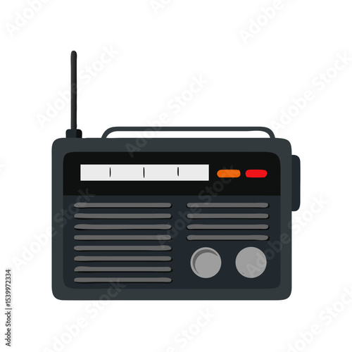 "Retro Radio Icon – Vintage FM AM Receiver, Old Style Transistor Radio Vector, Classic Broadcast Device Clipart, Emergency Portable Radio PNG"