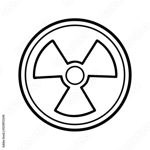 "Radioactive Symbol Icon – Radiation Warning Sign, Nuclear Hazard Vector, Atomic Energy Danger Clipart, Circular Nuclear Emblem Outline PNG"