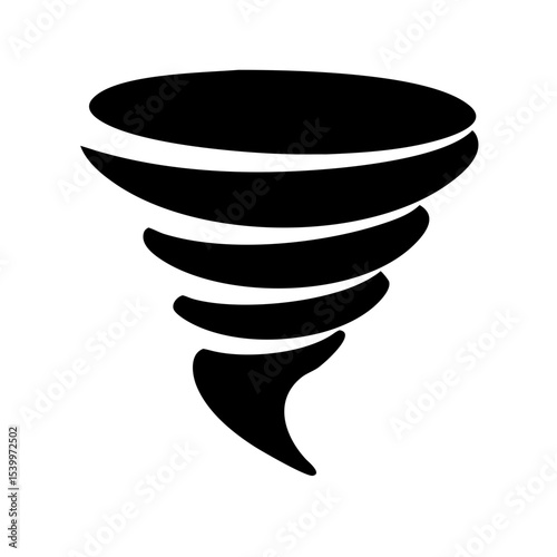 "Tornado Icon Vector – Storm Symbol, Cyclone Clipart, Whirlwind Graphic, Twister Silhouette, Black Weather Tornado Emblem PNG"