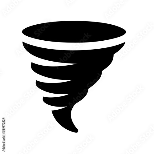 "Tornado Icon Vector – Storm Symbol, Cyclone Clipart, Whirlwind Graphic, Twister Silhouette, Black Weather Tornado Emblem PNG"