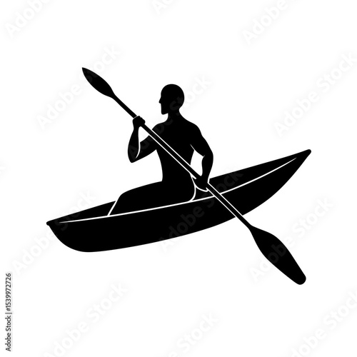 full body silhouette of person paddling kayak on l.svg