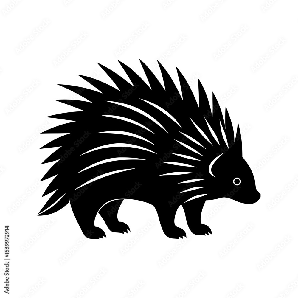 full body silhouette of porcupine with raised quil.svg full body silhouette of porcupine with raised quil.svg