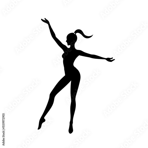 full body silhouette of rhythmic gymnast with ribb.svg