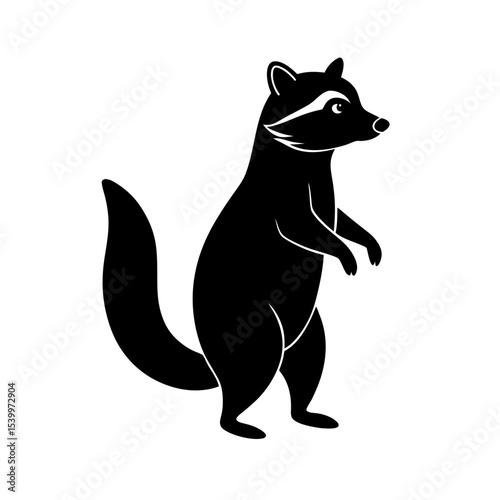 full body silhouette of raccoon on hind legs .svg
