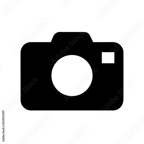 Camera Icon – Photography Device Symbol – Black Silhouette Camera Graphic – Snapshot Equipment Vector – Digital Photo Tool Illustration for Media or App UI

