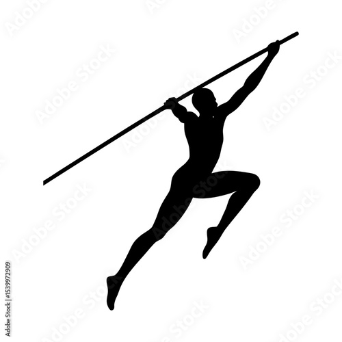 full body silhouette of pole vaulter in air   .svg