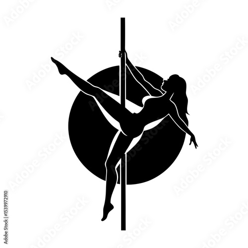 full body silhouette of pole dancer performing spi.svg