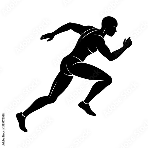 full body silhouette of runner sprinting forward  .svg