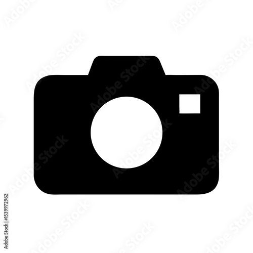 Camera Icon – Photography Device Symbol – Black Silhouette Camera Graphic – Snapshot Equipment Vector – Digital Photo Tool Illustration for Media or App UI

