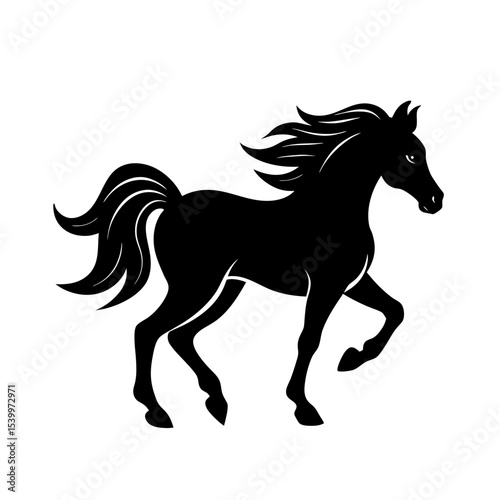 full body silhouette of running horse with flowing.svg