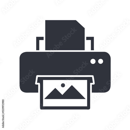 Printer Icon – Color Print Machine Graphic – Photo Output Symbol – Office Document Printing Vector – Inkjet Hardware Illustration for Tech and Stationery UI