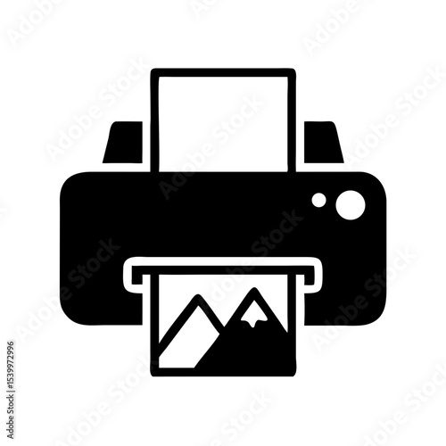 Printer Icon – Color Print Machine Graphic – Photo Output Symbol – Office Document Printing Vector – Inkjet Hardware Illustration for Tech and Stationery UI