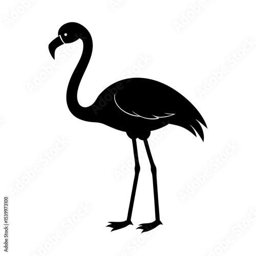 full body silhouette of standing flamingo on one l.svg