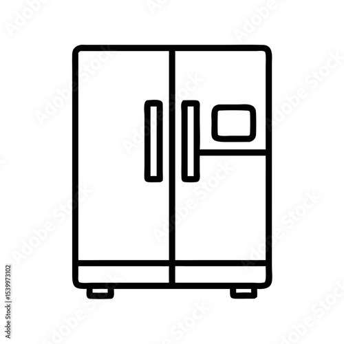 Refrigerator Icon – Modern Fridge Line Symbol – Kitchen Appliance Graphic – Double Door Cooler Vector – Food Storage Illustration for Home UI/UX