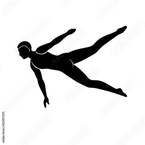 full body silhouette of swimmer diving into pool .svg