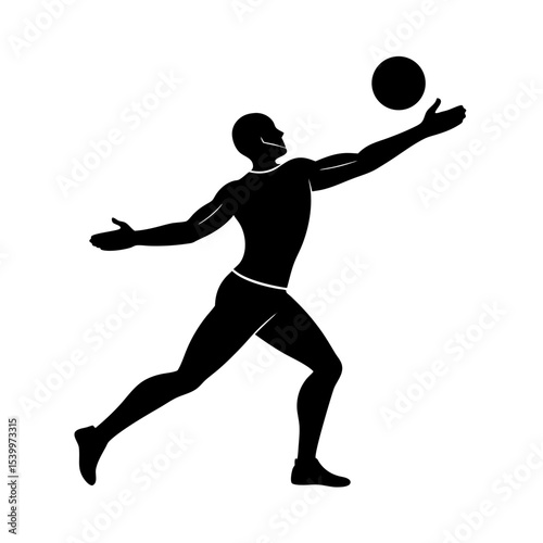 full body silhouette of water polo player throwing.svg