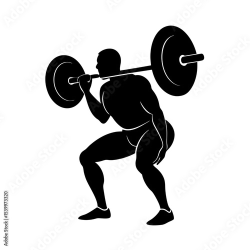 full body silhouette of weightlifter squatting hea.svg
