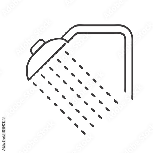 Minimalist Shower Icon – Black Silhouette Water Stream Symbol – Bathroom Fixture Graphic – Modern Wash Sign – Clean Vector for UI/UX Design