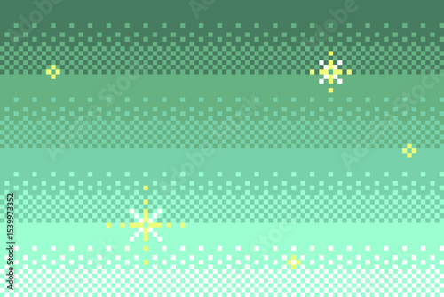 Green pixel art dither sky texture. Game retro space background.