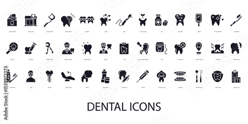 dental icon set collection .design style with background