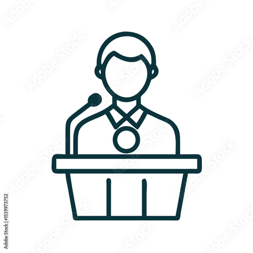 Speaker at Podium Icon – Public Speaking Silhouette PNG, Politician or Presenter Illustration, Conference Speech Vector, Business Seminar Graphic
