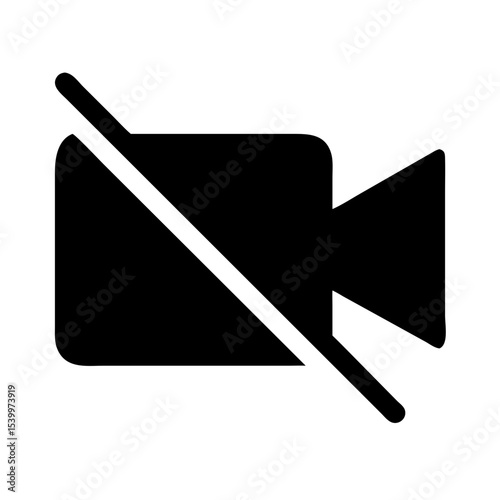 No Video Icon – Camera Off Symbol PNG for Privacy Mode, Streaming, Call Mute, Video Disabled, Secure Chat, Meeting UI, Conference Vector for App Design

