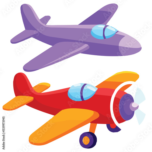 Babys airplanes transportation set vector isolated white background