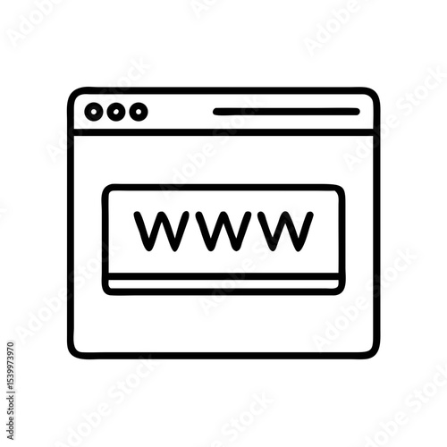 Web Browser WWW Icon – Internet Access Symbol PNG for Website, Domain, Online Search, URL Bar, SEO, Network, Global Web Vector for App & UI Design