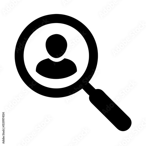 User Search Icon – Profile Finder Symbol PNG for HR, Recruitment, Account Lookup, People Search, Employee Tracking, Line Vector for App & Web Design