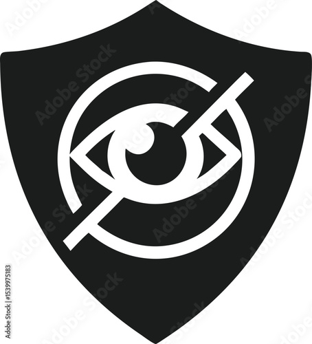 Minimalist privacy shield icon with eye symbolizing protection and security