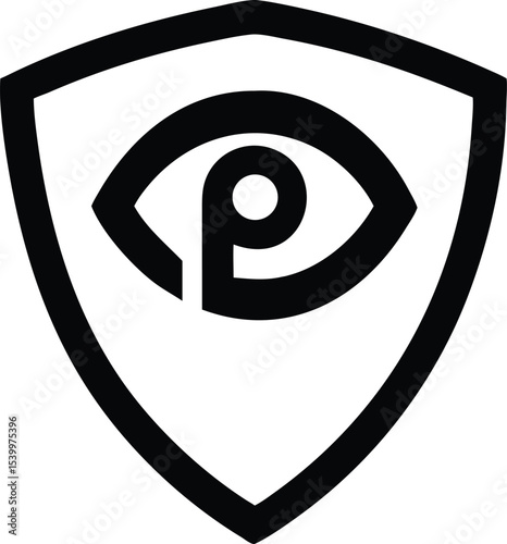 Minimalist privacy shield silhouette design representing data protection and security
