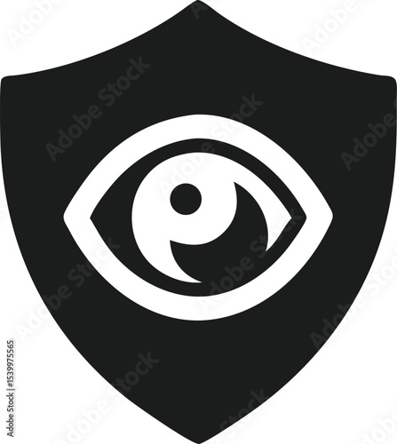 Privacy shield silhouette featuring an eye depicting intelligence and artificial protection
