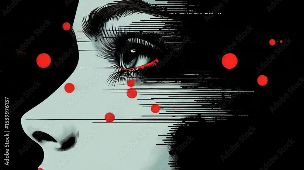 Abstract Woman Face with Digital Art, Glitch, and AI. Abstract Woman Face with Digital Art, Glitch, and AI.