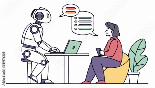 In a futuristic setting, an animated AI robot participates in an engaging ask me anything session, offering insights on various topics while users connect through digital dialogue   