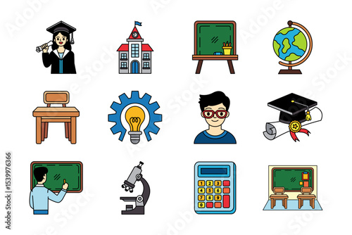 illustration of school items collection