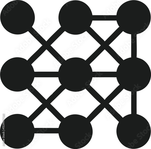 Abstract black silhouette of interconnected neural network nodes illustrating ai technology