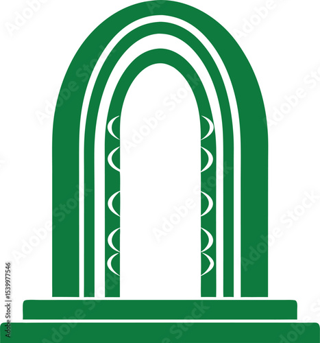 Abstract archway design with green color and transparency for visual appeal