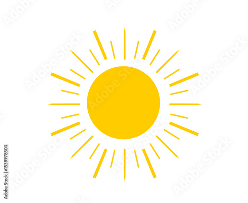 Flat style cartoon design illustration of sun, solar system planet. sunrise, sunset, heat, yellow.