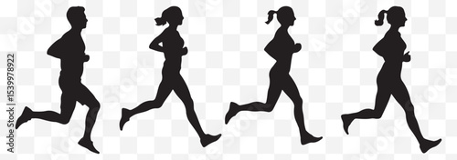silhouettes of men and women running eps 10