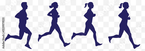 silhouettes of men and women running eps 10