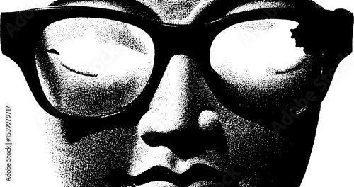 Modern artistic buddha with glasses and lotus tattoo concept